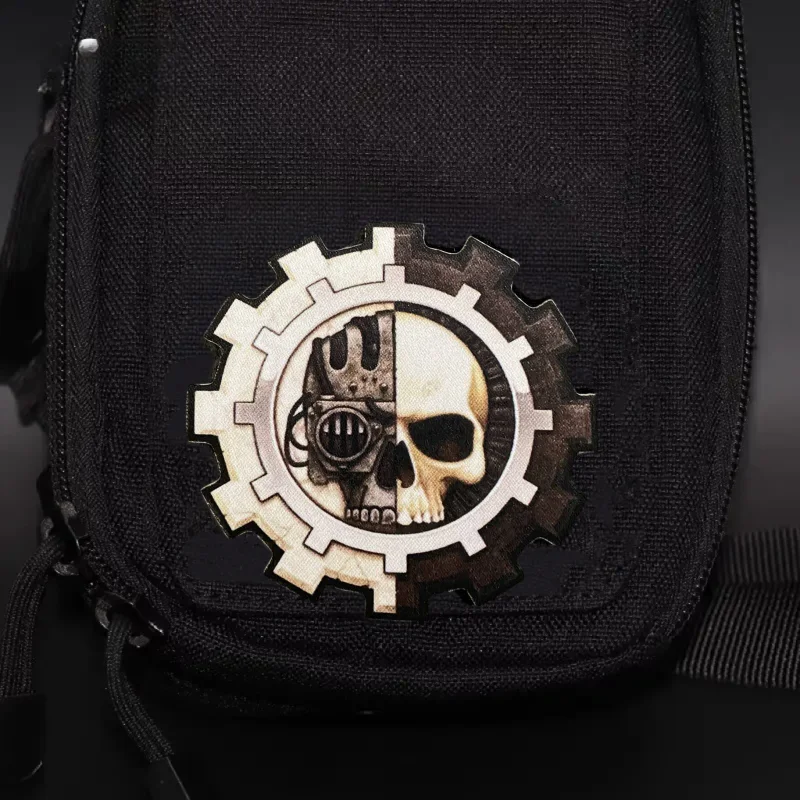 Parche de calavera mecánica, brazalete impreso, insignia de moral táctica militar, gancho y bucle, mochila, pegatinas decorativas para ropa