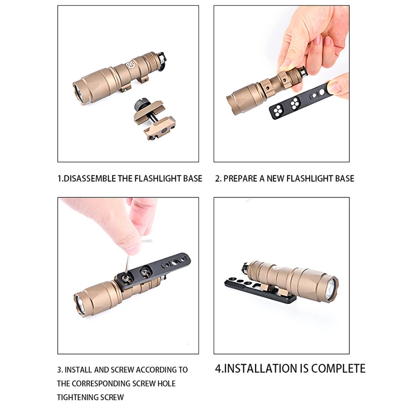 Equipo táctico M300 M600, Base de montaje para linterna, soporte Vertical de Metal negro, soporte para linterna libélula, accesorios tácticos - imagen 5