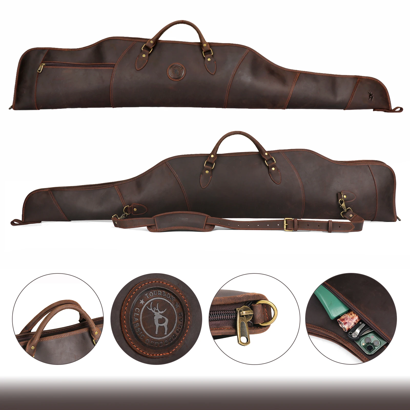 Tourbon Funda de Rifle de Cuero con Mira Óptica y Correa acolchada - imagen 4