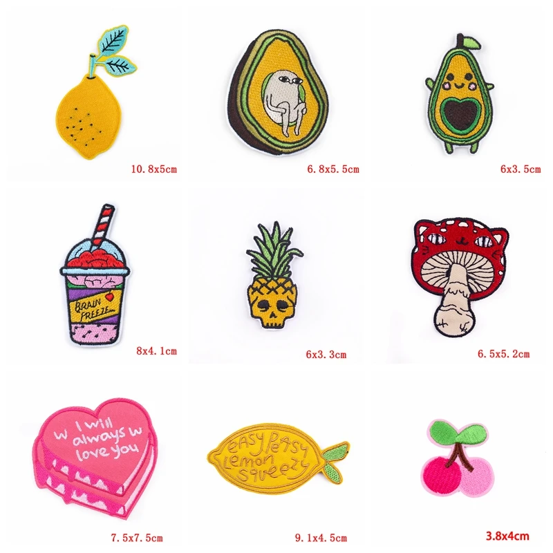 Parche bordado de dibujos animados, parche termoadhesivo para planchar en la ropa, pegatinas para coser alimentos y frutas, 10 unids/lote - imagen 5