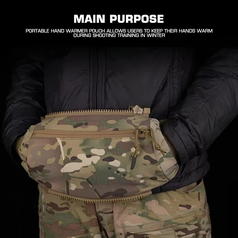 Bolsa calentadora de manos multifuncional de lana gruesa, bolsa calentadora de manos de almacenamiento con cremallera para accesorios de caza - imagen 4