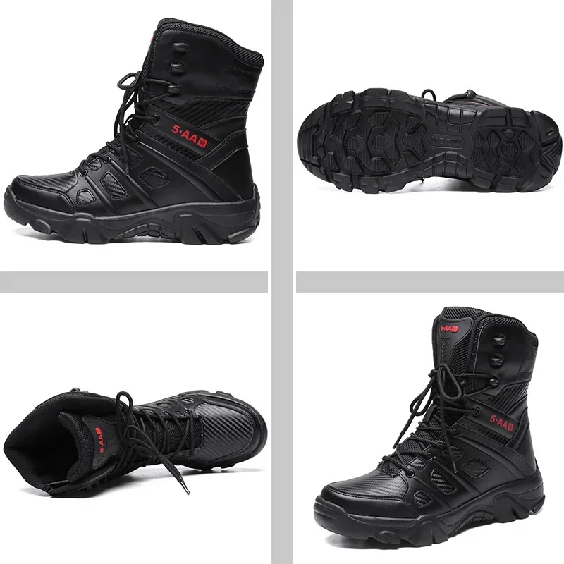 Botas tácticas para hombre, zapatillas de deporte para exteriores, botas de combate informales de alta calidad, zapatos de trabajo antideslizantes para hombre, botas para motocicleta, talla 39-47 - imagen 2