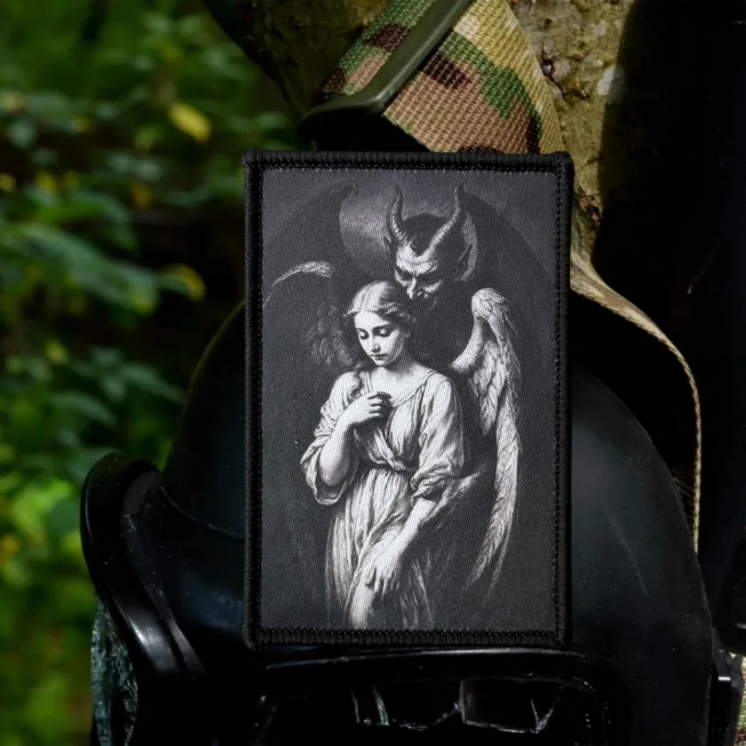 Insignia de moral táctica "ángel y demonio", parches de gancho y bucle con estampado para ropa, brazalete del ejército militar, mochila, sombrero, pegatina - imagen 4