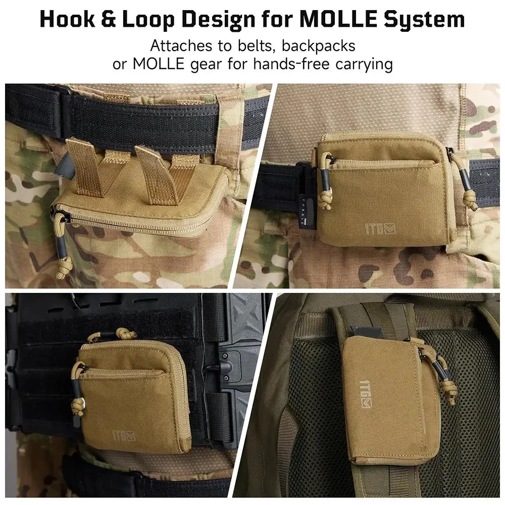 Bolsa EDC táctica impermeable 1TG, monedero portátil para cambio de llaves, Kit de viaje, monedero, Mini monedero, ranuras para tarjetas y bolsa con cremalleras - imagen 3