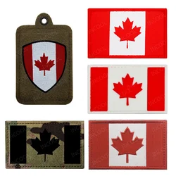 Parche reflectante IR de la bandera de Canadá, banderas canadienses, parches bordados de hoja de arce, insignias de apliques tácticos luminosos de goma de PVC 3D