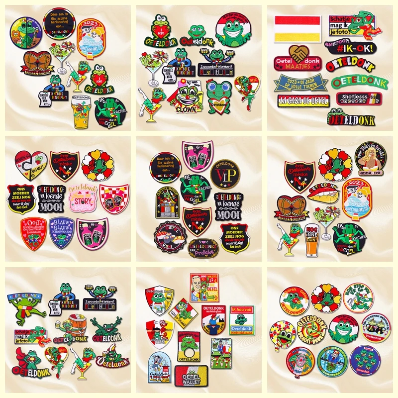Juego de 10 Uds. De parches bordados de Carnaval de Países Bajos, insignias, parche con emblema de Oeteldonk de Países Bajos, parches para planchar para ropa, sombreros DIY