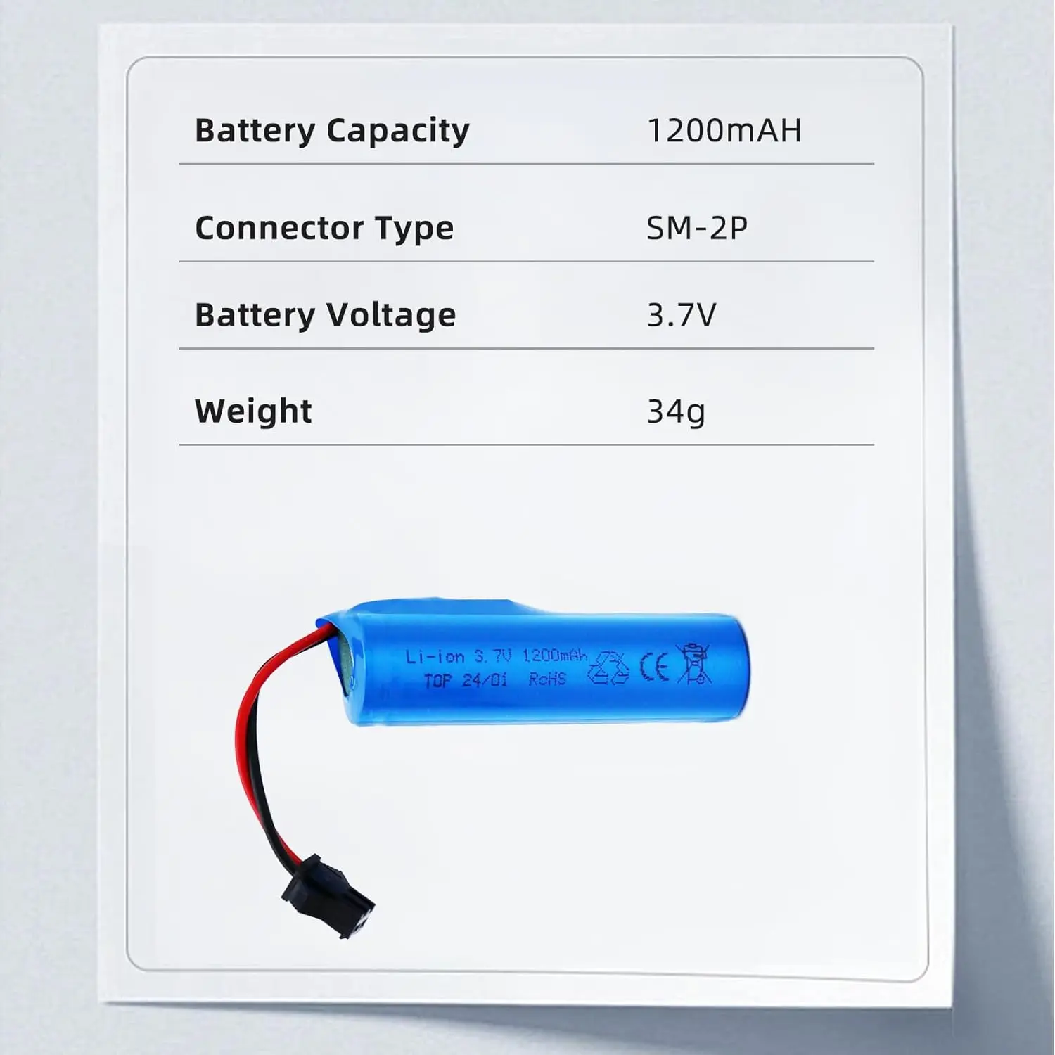 Batería recargable de iones de litio de 3,7 V y 1200mAh, enchufe de SM-2P para coches de Control remoto, camiones todoterreno monstruo de juguete, coche de carreras RC - imagen 3