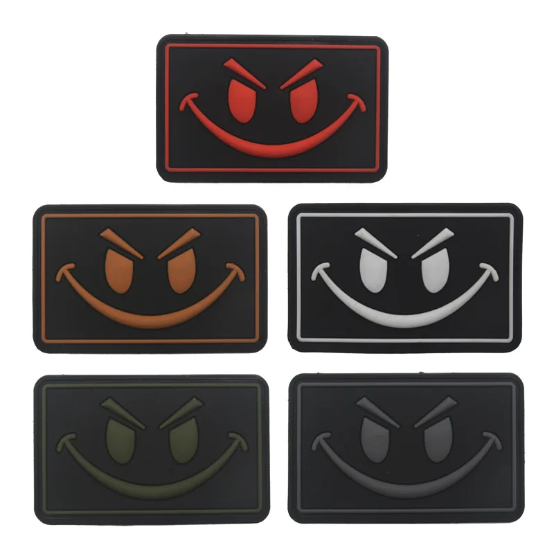 Parche bordado con cara sonriente divertida, cierre de gancho y bucle con sonrisa, parches reflectantes IR para coser, insignia para ropa, mochila - imagen 3