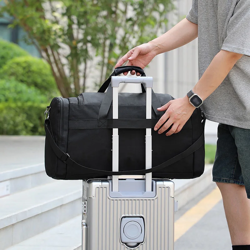 Bolso cruzado de Fitness de gran capacidad para viajes al aire libre, equipaje de lona, bolsos de hombro, bolsillo para zapatos, bolso de embarque de corta distancia - imagen 5