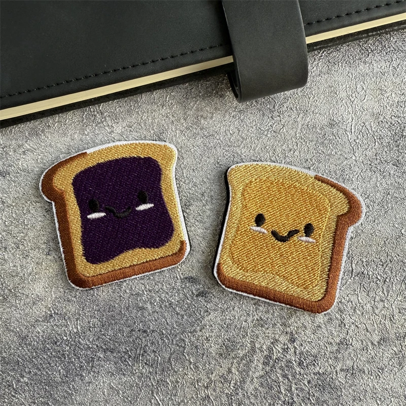 Mantequilla de maní y gelatina, bonito parche bordado con gancho y bucle, insignia de moral, ropa de dibujos animados para niños, pegatinas Diy, parche para mochila