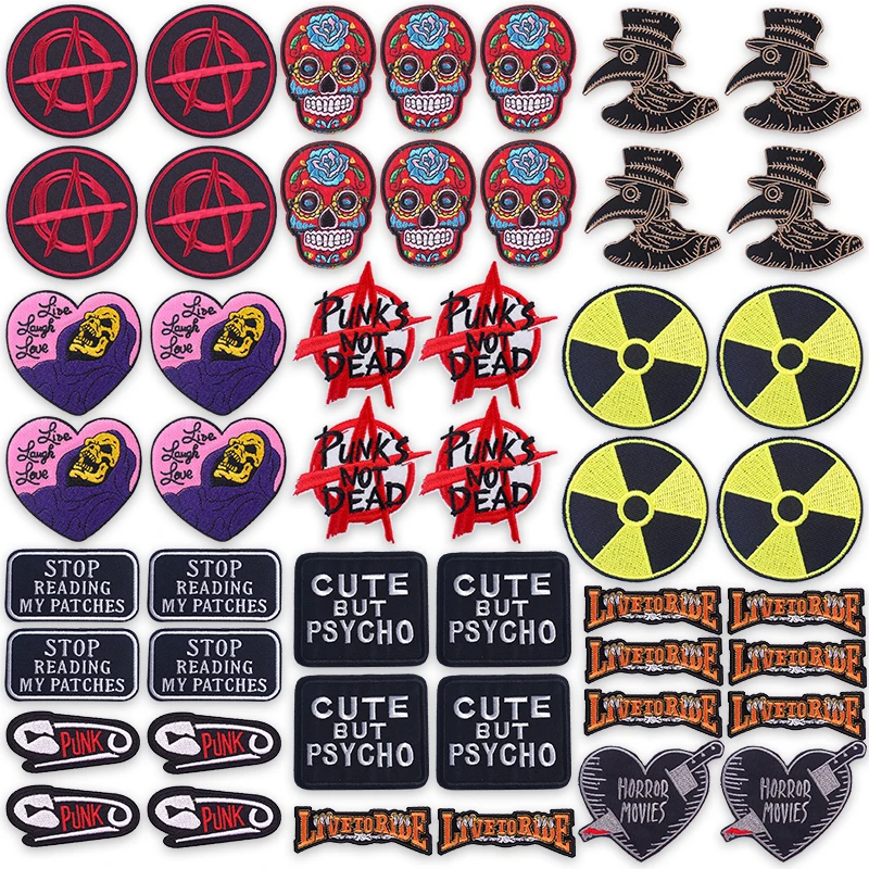 10 unids/lote motocicleta Club Punk Hippie banda de Metal parche bordado hierro en insignias chaleco de motorista chaqueta vaquera insignia de subcultura musical - imagen 2