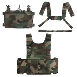 LV119 Chaleco táctico 2 en 1 con MOLLE y Triple Mag – Tigre Camo