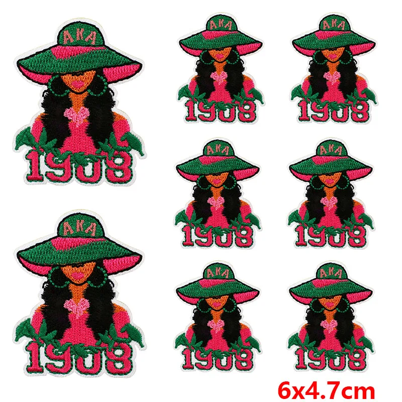 10 unids/lote, venta al por mayor, apliques AKA para niñas, parches para planchar en ropa, parches bordados AKA 1980 para ropa, pegatinas, insignias para coser