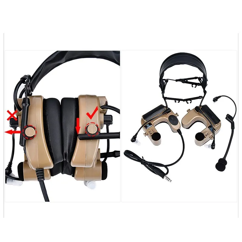 WADSN-auriculares tácticos C4U COMTA IV, cascos antiruido para comunicación de batalla al aire libre, catéter de vacío - imagen 4