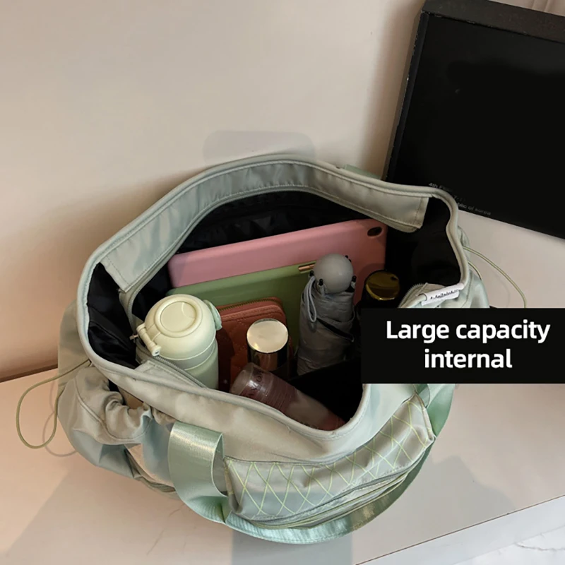 Bolsa de mano para gimnasio y Fitness, bolso para deportes al aire libre, Yoga, zapatos, bolsillo, bolsa húmeda seca, entrenamiento, universidad, portátil, libros, bolso de hombro con cordón - imagen 5