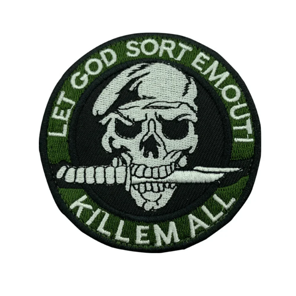 Parche de calavera con cuchillo, insignias bordadas de las fuerzas especiales, pegatina Punk para chaqueta, apliques tácticos militares de gancho y lazo para ropa - imagen 5