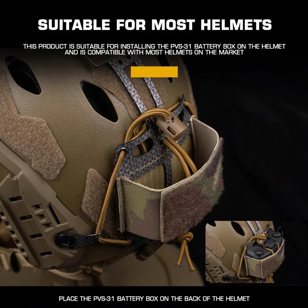 Caja de batería táctica PVS31 NVG, bolsa de almacenamiento, sistema de retención de casco rápido, accesorio ajustable para casco de Paintball Airsoft - imagen 4