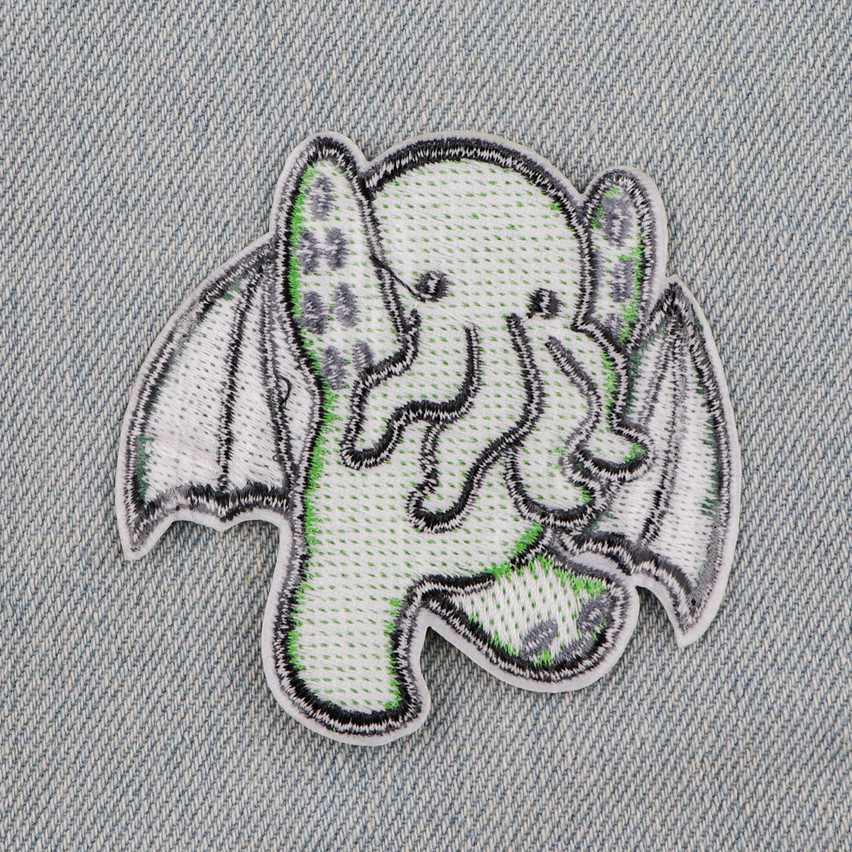 Parche bordado elefante verde – Velcro táctico termoadhesivo - imagen 3