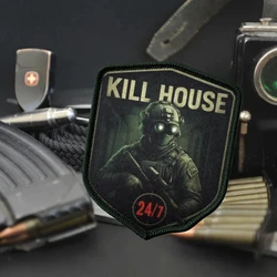 Insignia de moral táctica de soldado enmascarado KILL HOUSE, apliques personalizados, parches de gancho y bucle impresos militares, pegatina para mochila de ropa