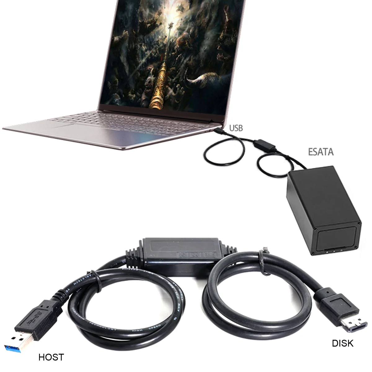 Chenyang CYSM USB3.0 para encender sobre eSATA DC5V adaptador USB2.0 a HDD/SSD/ODD convertidor eSATAp - imagen 3