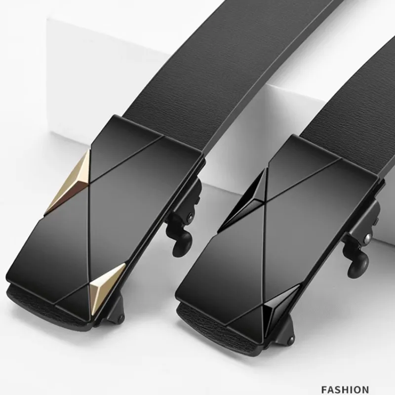 Cinturones de marca famosa, cinturones para hombre, cinturón de cuero genuino de lujo de calidad para hombre, cinturón para hombre, correa para hombre, hebilla automática de Metal - imagen 2