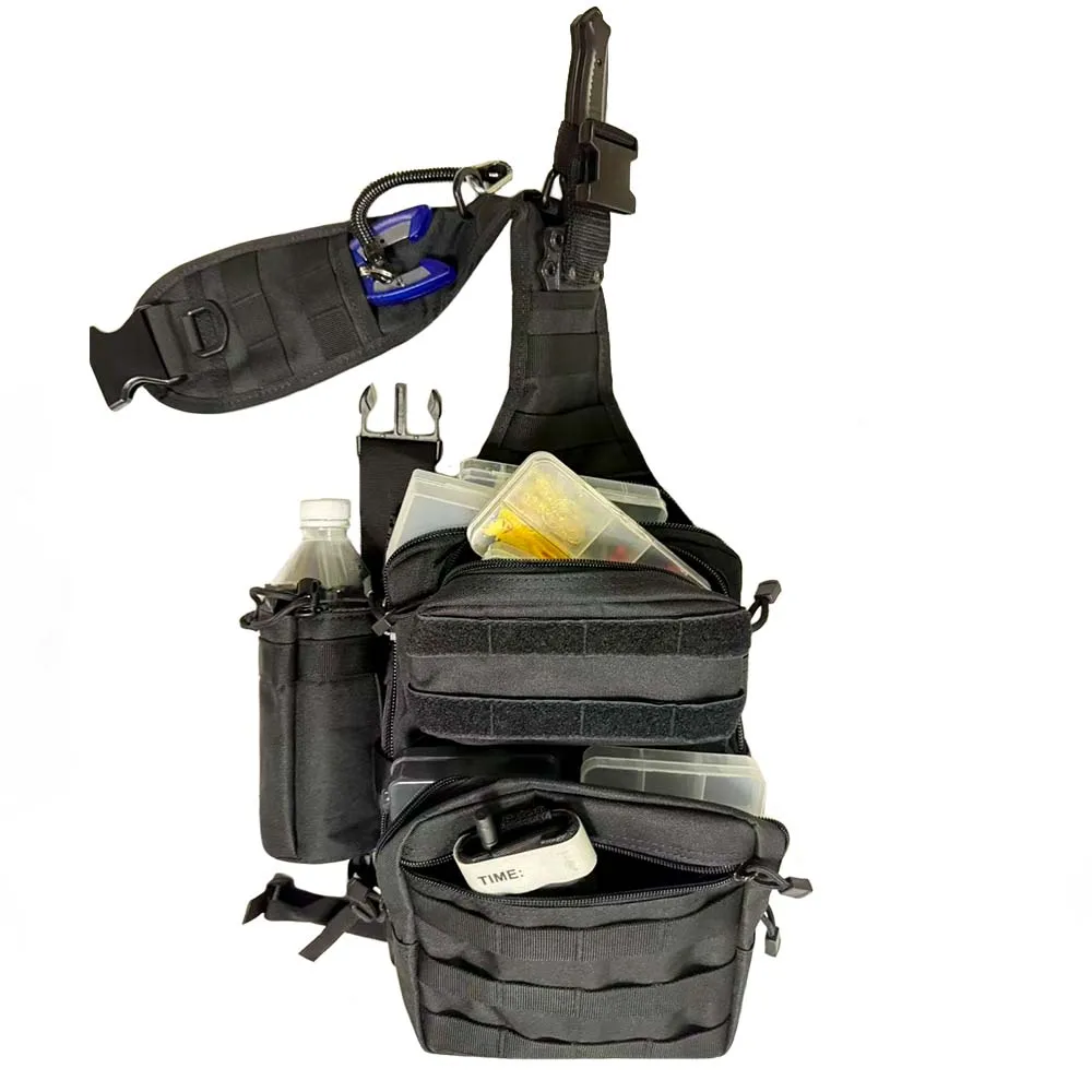 Bolsa de pecho táctica Molle, bandolera de un solo hombro, mochila para senderismo y ciclismo al aire libre, bolsa de herramientas duradera, soporte para botella de agua - imagen 5