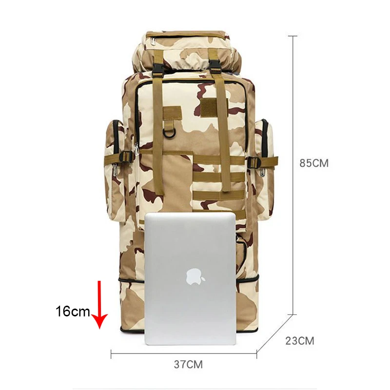 Mochila táctica de gran capacidad de 100l, impermeable, Molle Camo, ejército militar, senderismo, Camping, escalada al aire libre, mochila de viaje - imagen 5