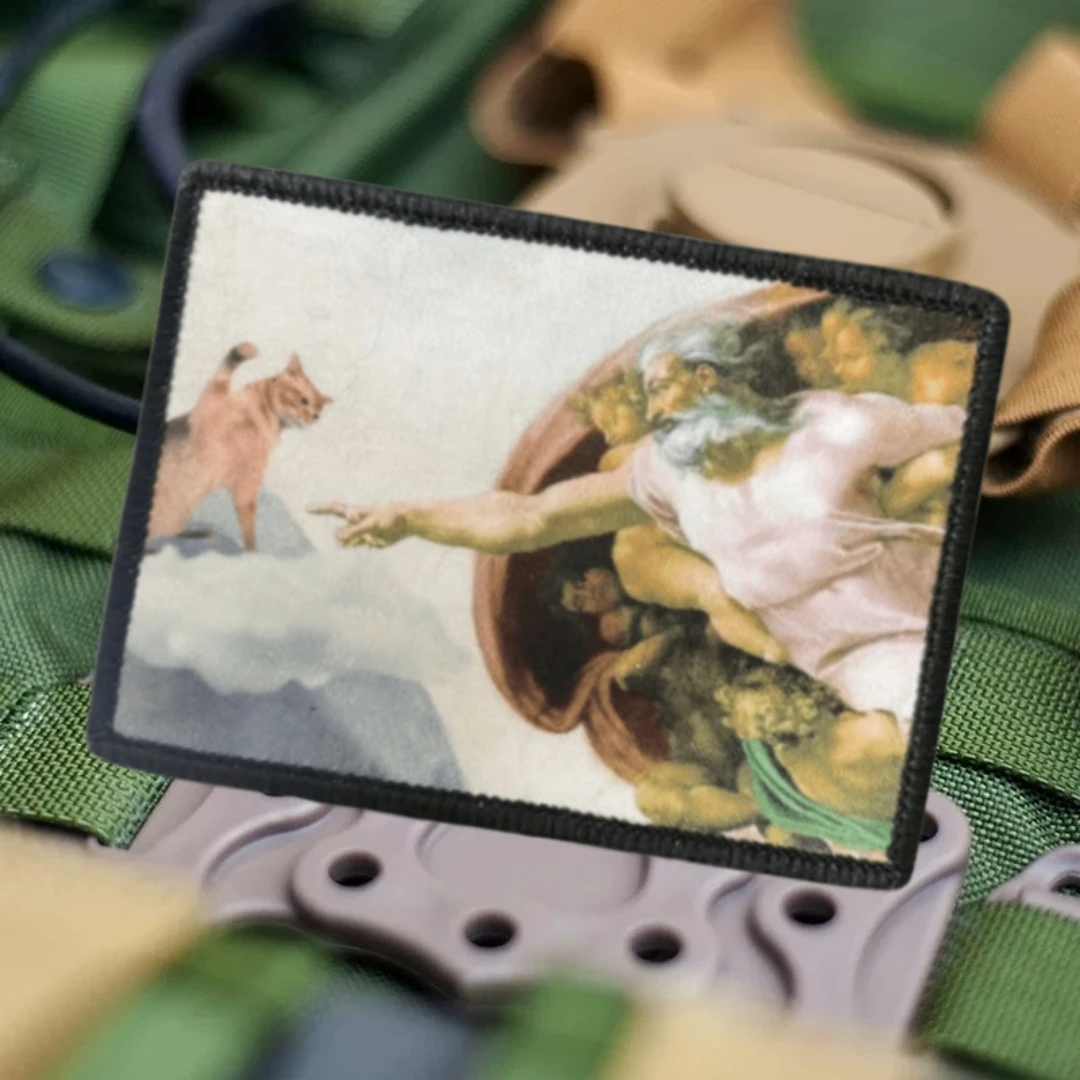 Parche táctico moral "¿Quién no puedo gatos van al cielo", brazalete militar, parches de gancho y bucle impresos para ropa, pegatina para mochila - imagen 3