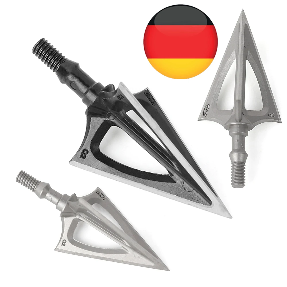 Punta de flecha de hoja de acero inoxidable, puntas de flecha de 100 granos, arco de punta ancha para caza, tiro con arco, accesorios para objetivo, 12 Uds. - imagen 2