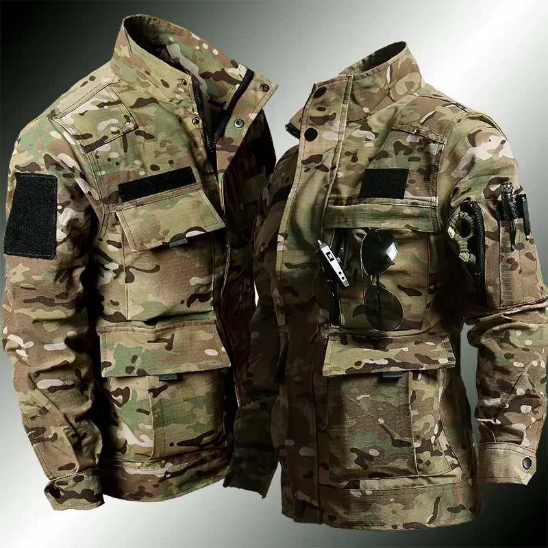 Traje de camuflaje para hombre, uniforme táctico, conjuntos de ropa de trabajo, chaqueta multibolsillo, monos, Jogger de carga, entrenamiento de 2 piezas, BDU - imagen 4