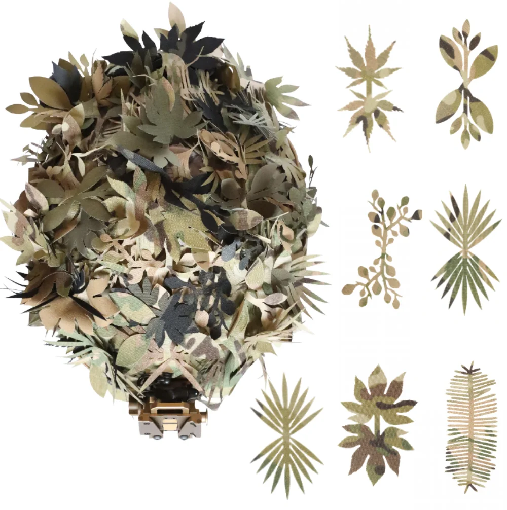 Cubre casco camuflaje 3D modular para Airsoft con hojas personalizadas