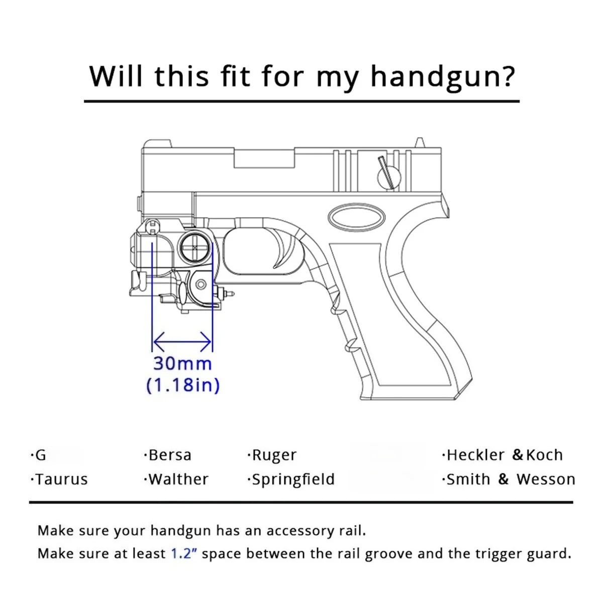 LS-CL1 táctico armas luz LED rojo verde IR mira láser pistola compatible con Taurus G2 G2C G3 TH9 9x19mm TS9 G17 G19 batería - imagen 2