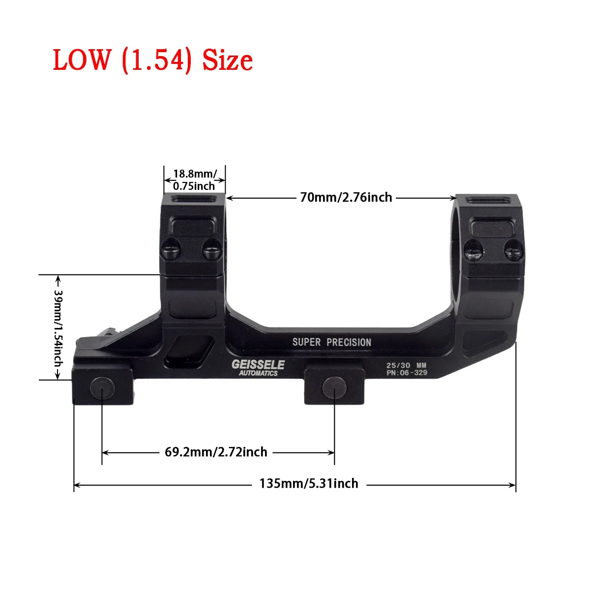 GE Automatics Soporte visor rifle con anillas QD y nivel de burbuja