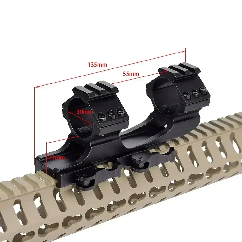 Soporte QD Mount Ar15 Ak 47 para caza, montaje de alcance de una pieza de liberación rápida, anillos duales de 25,4mm/30mm, Picatinny voladizo - imagen 3