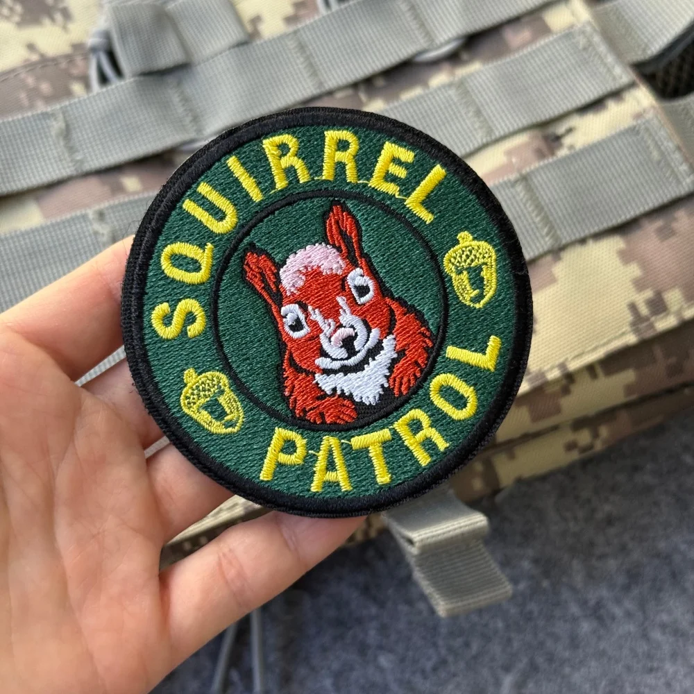 Parche de Patrulla de Ardillas, Parche Táctico de Moral Militar, Brazalete Divertido con Animal Bordado, Parches de Airsoft con Gancho y Bucle, Adhesivo para Mochila - imagen 3