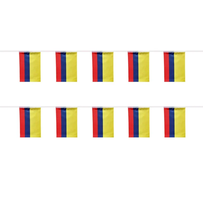 Banderines SKY FLAG Colombia 14x21cm 20 unids/lote banderas de cuerdas de Colombia banderín Banner Festival fiesta vacaciones para decoración