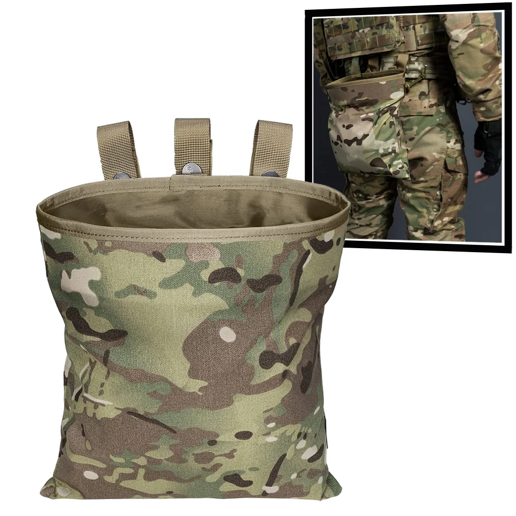 Bolsa de forraje táctico Airsoft, bolsa de basura enrollable Molle ligera, bolsa de accesorios Mag de nailon 500D para Paintball, Softair, senderismo