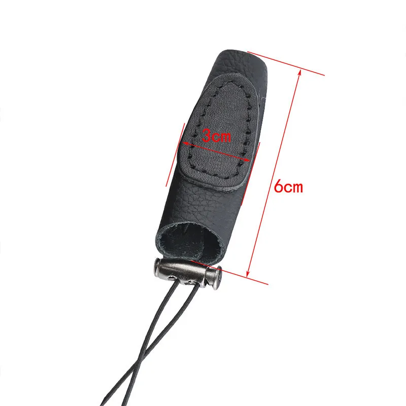 Protector de dedo de cuero de vaca negro/marrón, 3 piezas, equipo de protección para arco y flecha, tiro con arco, caza - imagen 3