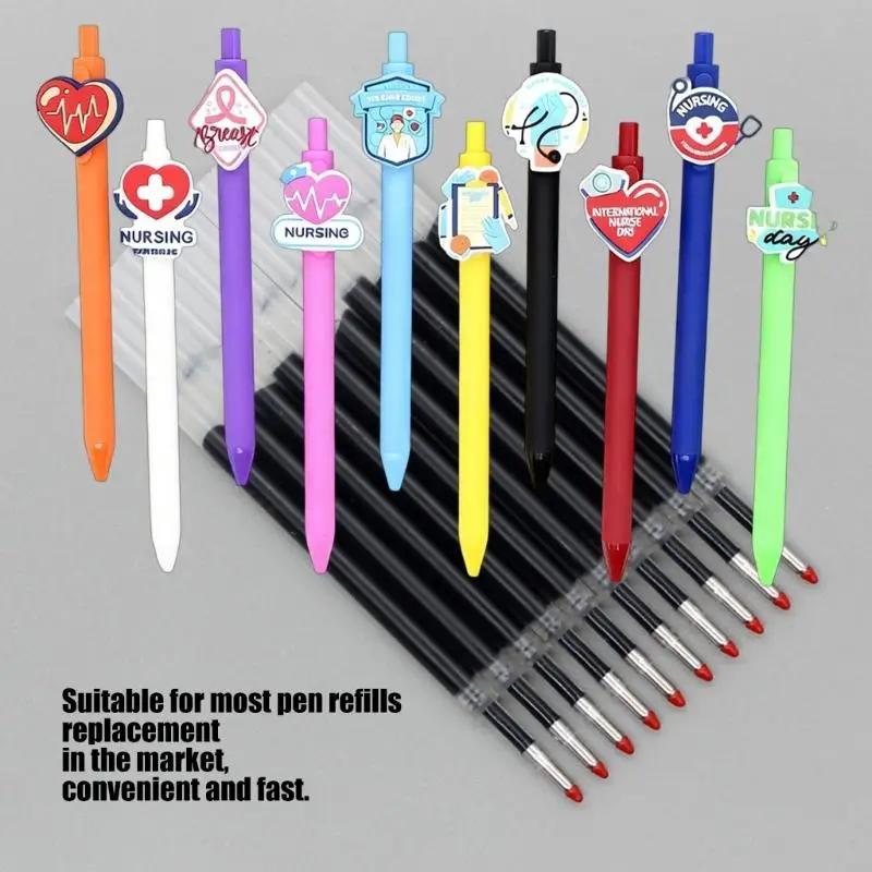 Bolígrafo con tema Semana las enfermeras, bolígrafo recargable 1,0mm, tintas negras, escritura suave, suministros - imagen 5
