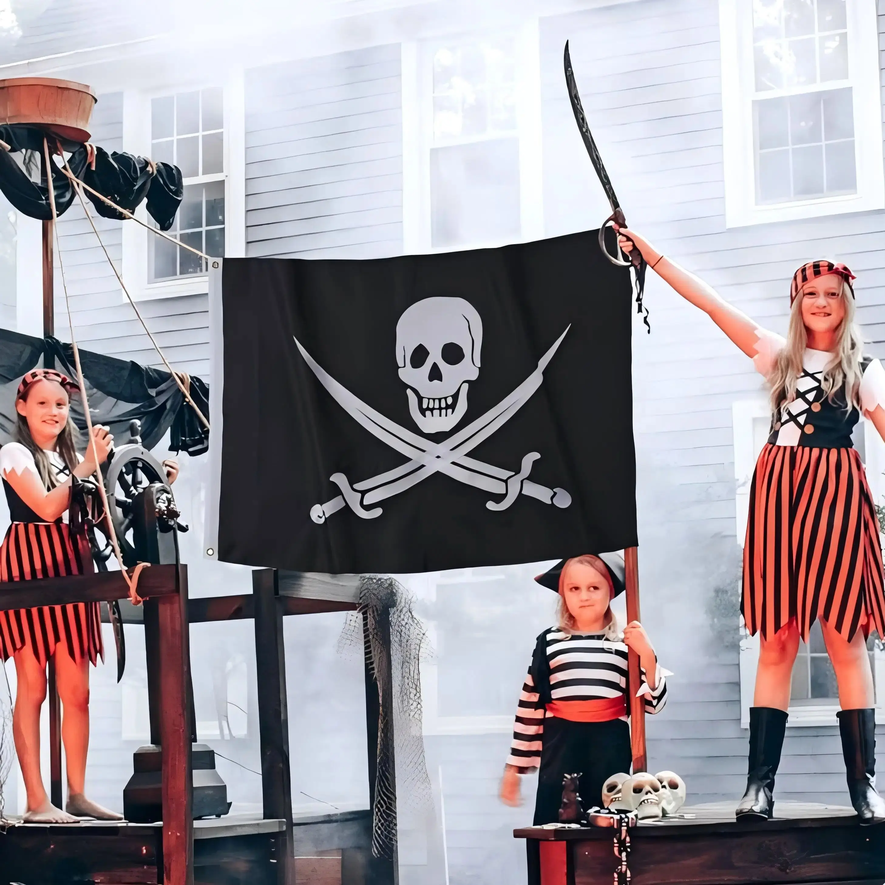 Xiangying 90x150cm Bandera pirata de hueso de cráneo Jack Rackham