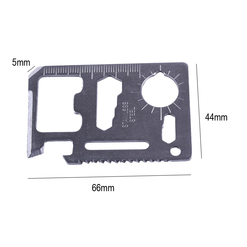 Kit de supervivencia 11 en 1, cuchillo multifunción, herramientas para acampar al aire libre, supervivencia, caza, tarjeta de crédito, plateado - imagen 4