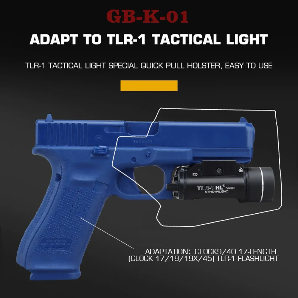 Funda táctica para linterna de TLR-1, Material ligero Kydex para Glock17/19/19x, caza, Airsoft, QLS, fundas de liberación rápida - imagen 5