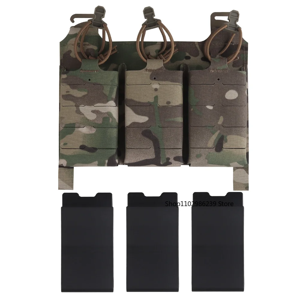 Bolsa táctica Triple 5,56 Mag, hebilla G y montaje de parche mágico, Panel frontal MOLLE Airsoft caza FCPC V5, accesorios para chaleco - imagen 5