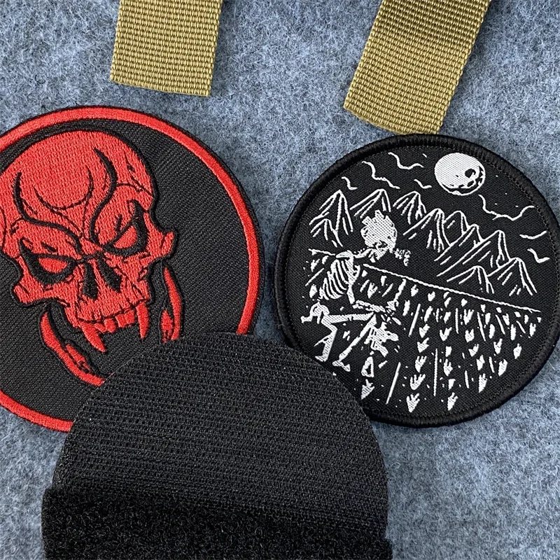 Parche bordado de Calavera, insignia de moral táctica militar, pegatina impresa, gancho y lazo, brazalete, ropa, parches de mochila - imagen 2