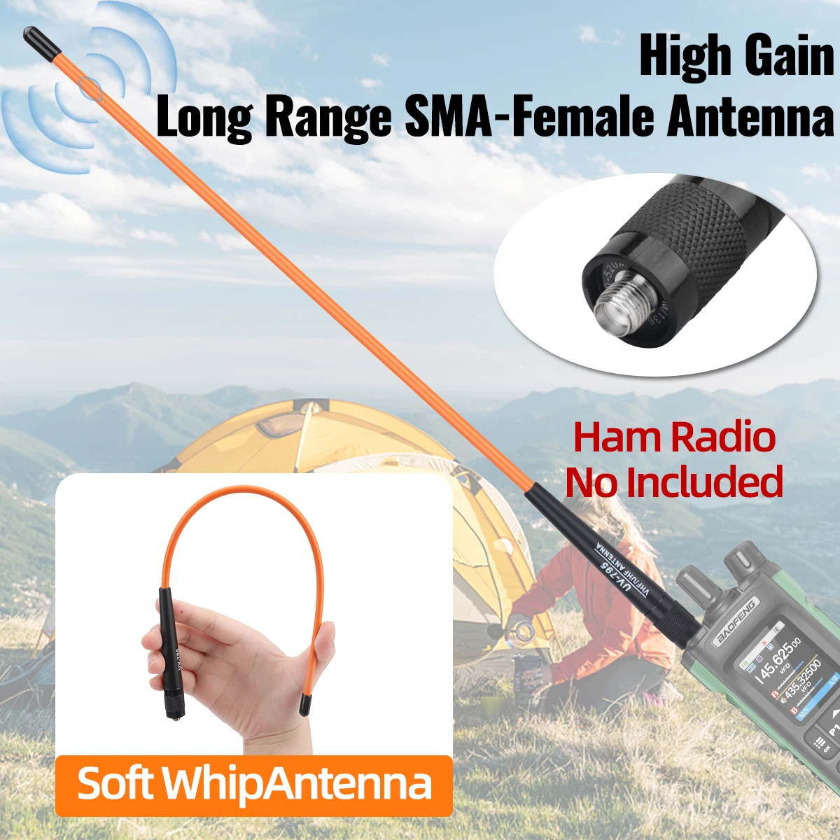 ABBREE antena walkie talkie UHF/VHF hembra SMA alta ganancia - imagen 2