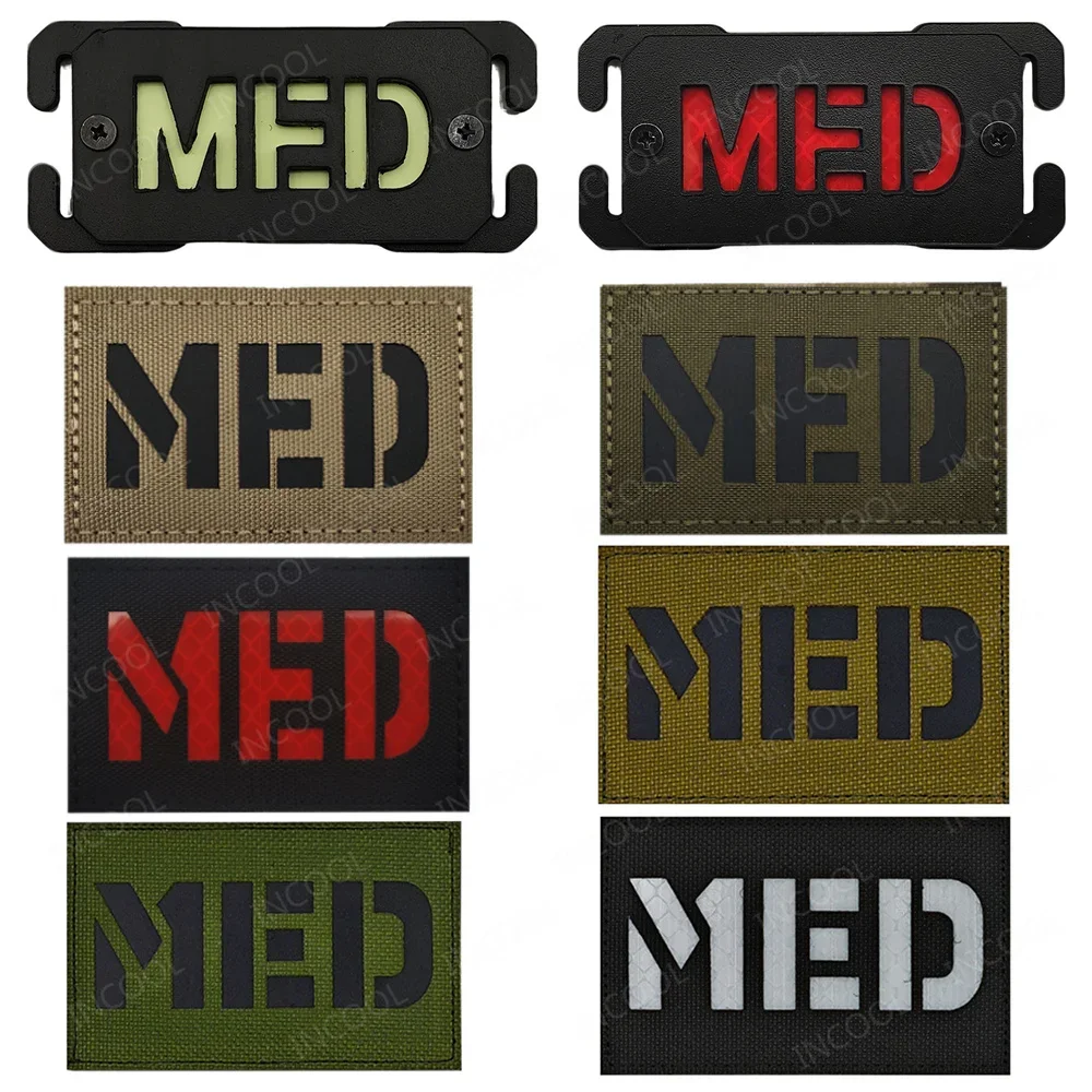 Parches reflectantes de seguridad para exteriores MED, parche médico que brilla en la oscuridad, bordado, brazalete decorativo táctico, insignias luminosas, apliques - imagen 2
