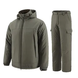 Traje térmico invierno hombre capucha algodón grueso transpirable