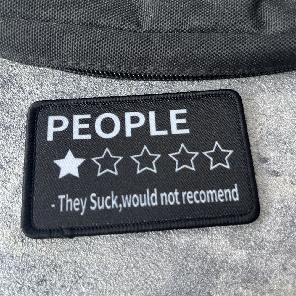 Parche sarcástico de revisión de personas, moral táctica, brazalete del ejército militar, parches de gancho y bucle impresos para ropa, pegatina para mochila - imagen 3