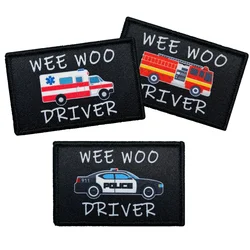 Parche táctico Wee Woo conductor con velcro desmontable para uniforme