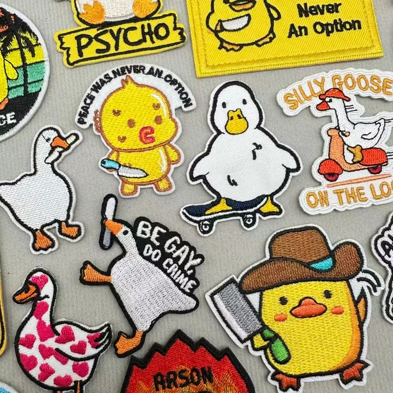 Parche de animales de dibujos animados, parches para planchar para ropa, cuchillo, parches bordados de pato en ropa, parche Fusible para insignias de ropa
